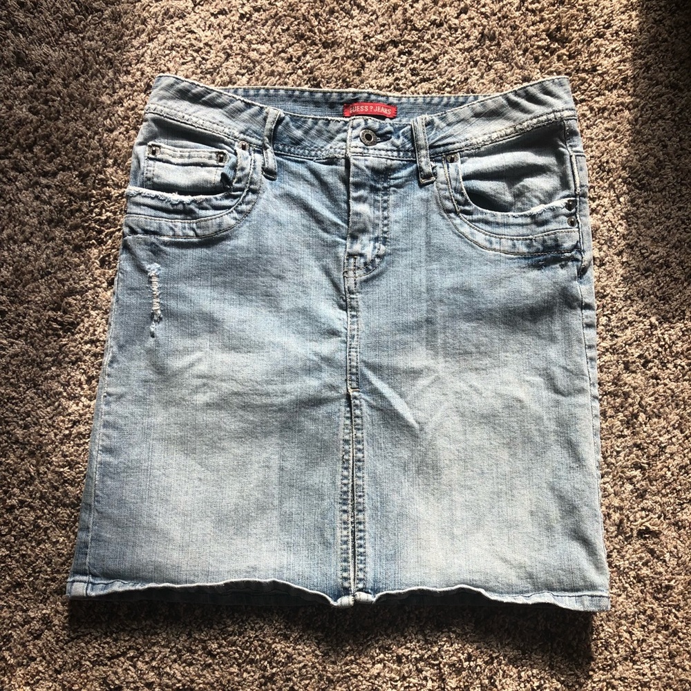 Distressed GUESS Jean Skirt